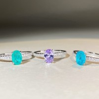 wholesale S925 Sterling Silver 1ct Oval Purple Diamond Paraiba Pigeon Egg Ring for Women Factory Direct Wholesale-Blue Paraiba Cotton Batting-CBJZ512>6