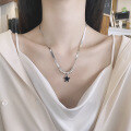 wholesale S925 sterling silver snake bone double-layer chain spliced star necklace, personalized trend layered style collarbone chain-0-0