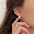 wholesale S925 Sterling Silver Textured Moon Ear Studs for Women, Korean High-Fashion 2025, Versatile and Niche Earrings-0-2