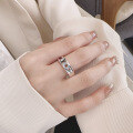 wholesale S925 Sterling Silver Korean-style Geometric Irregular Hollow-out Zircon Inlaid Creative Fashion Trendy Open Ring-0-3