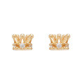 wholesale 10K Gold Japanese Minimalist Academic Style Moissanite Small Crown 3D Ear Studs for Women Elegant Design-0-4