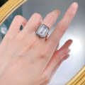 wholesale S925 silver new jewelry, luxury-set 10*14 Asscher-cut high-carbon diamond ring,-0-3