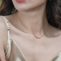 wholesale 925 Silver Japanese New Simple Geometric Orange Garnet Necklace Vintage Elegant Collarbone Chain Factory Wholesale-0-1