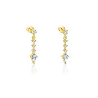 wholesale S925 Sterling Silver Tassel Zircon Earrings for Women, European and American Fashion, Light Luxury French Design Cross-border Wholesale-E4676-Gold/Pair 925 Silver