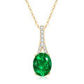 S925 Silver Y-Shaped Teardrop Emerald Imitation Pendant Necklace-0-15