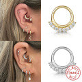 wholesale S925 Sterling Silver European and American Hot-Selling Light Luxury Multi-Diamond Zirconia Cartilage Nose Ring and Ear Clips-0-2