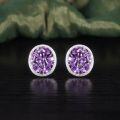 wholesale S925 Sterling Silver Natural Amethyst Earrings New Round European and American Style High-end Stud Earrings for Women-0-0