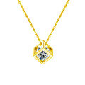 S925 Sterling Silver Moissanite Cube Pendant Necklace for Women-0-5
