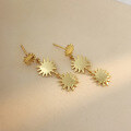 wholesale S925 Sterling Silver Gold Sunflower Earrings With Tassels, Wholesale From Factory-0-4