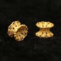 wholesale 925 Sterling Silver Gold Plated Hand-Chiseled Ancient Method Silver Double-Sided Flower Bead Caps Double-Ended Spacer Beads for DIY Bracelets Necklaces-0-3