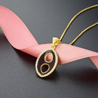 wholesale 925 Sterling Silver Cross-border New Oval Drop Oil Pendant Necklace for Women with Micro-inlaid Zirconia, Fashionable and Versatile Choker-Gold Single Pendant - Without Chain 925 Silver