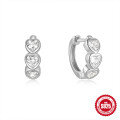 wholesale 925 Sterling Silver Heart-shaped Diamond-accented Ear Hoop Clasp Earrings for Women,INS。-0-7