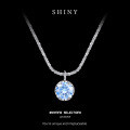 925 Sterling Silver Moissanite Pendant Necklace, Sparkling Crown Cabbage Chain 05ct Light Luxury-0-5