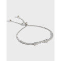 wholesale S925 Sterling Silver SA123 Korean-style Fashion Student Bow Micro-Paved Zircon Adjustable Bead Bracelet Jewelry-0-0