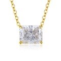 wholesale S925 Sterling Silver New Luxury Paved 4-Carat Radiant Cut White Diamond Collarbone Necklace for Women-0-0