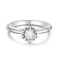 wholesale S925 silver plated with 18k gold classic 1-carat 2-carat six-prong moissanite ring-0-0