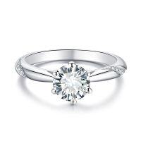 wholesale S925 silver plated with 18k gold classic 1-carat 2-carat six-prong moissanite ring-1 carat  size 11 (US size 5)