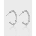 wholesale S925 Sterling Silver Korean Version Iins Minimalist Design Textured Twist CZ Stud Earrings for Women-0-0