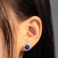 wholesale Metal material first, ZHUOZHFAN Jewelry New Fashion Earrings for Women 80mm Imitation Sapphire European and American Trendy Ins Style-0-1