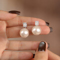 wholesale 925 Sterling Silver French Zircon Pearl Earrings For Women, Small Design, Luxury Earrings With Swarovski Crystals-0-1