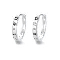 wholesale S925 Sterling Silver "dear" Letter with Small Zircon Accents Ear Clasps, Fashionable for Commuting and Casual Style-0-4