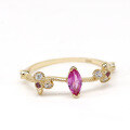 wholesale S925 Sterling Silver Gold-Plated Japanese Light Luxury abher* New Red Sapphire Fine Ring for Women-0-4