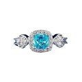 wholesale S925 Sterling Silver 5*5mm Round Cushion Cut Paraiba Stone Fashionable Luxe-Set Ring for Women-0-4