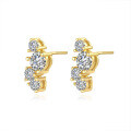 925 Sterling Silver Hip-Hop American Asymmetric Geometric Earrings with 05CT Moissanite for Women-0-3