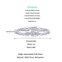 925 Silver Fashion Eight-Character Buckle Full-Inlay Bracelet, Custom Moissanite Jewelry Processing.-L13879 Moissanite 1 carat + 267 beads (16.5)  925 silver (figure-eight clasp)