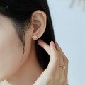 wholesale S925 Silver Japanese Korean Style Cute Minimalist Star Stud Earrings Women Small Opal Earrings Women Inlaid Opal Factory Wholesale-0-1