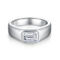 wholesale Platinum, Spring T-Family Matching 5*7mm Emerald Cut 1 Carat Moissanite Men's Engagement Ring, Simple and Elegant-0-0