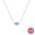 wholesale S925 Sterling Silver Vintage Turquoise Pendant Diamond Necklace for Women-0-6