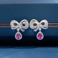 wholesale S925 Silver New 5*7 Drop Bow Knot Dangling Earrings European and American Fashion Versatile Style-0-3