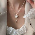 wholesale 999 Silver Fresh and Sweet Forest Style Butterfly Lily of the Valley Necklace Elegant Necklace for Women Y01350-0-1