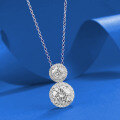 wholesale S925 Silver New Double Star Pendant Necklace with 6-8mm Round White Diamonds, a Versatile and Fashionable Item-0-1