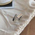 wholesale S925 Sterling Silver Korean Minimalist Interlocking Rectangular Block Architectural Ring, Fashion Niche Design, Minimalist Style Openable Finger Ring-0-4