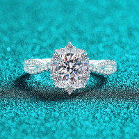 S925 Sterling Silver Moissanite Ring for Women, Oval, Luxe and Versatile.-5x7mm annular zircon  No. 10