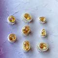 wholesale S925 Sterling Silver with Natural Brazilian Citrine Accessories Spacer Beads for DIY Crystal Bracelet Necklace Pendant Teardrop-0-2
