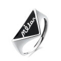 wholesale S925 sterling silver retro Korean-style resin black triangle trendy street hip-hop open ring-0-4