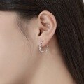 wholesale S925 Sterling Silver European and American Wedding Style U-Shaped Earrings for Women, High-End Round Circle Row Diamond Elegant and Sophisticated Stud Earrings-0-3