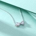 wholesale S925 Sterling Silver Inlaid Double Heart-Shaped Zircon Pendant Love Necklace for Women, Small Design, European and American Style Fashion Collarbone Chain-0-3