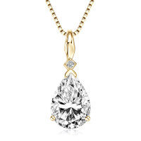Sterling Silver Fashion Pendant Necklace with Moissanite-Luxury Waterdrop Necklace [K Gold] 8x12mm  925 Silver