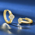 S925 Sterling Silver Four-Leaf Clover Moissanite Hoop Earrings-0-2