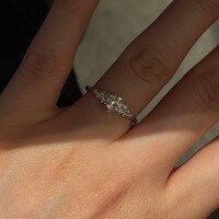 wholesale S925 Sterling Silver Moissanite Snowflake Diamond Ring, Small and Exquisite, Luxurious, Advanced, Delicate Zirconia Thin Band Sparkling Diamond Ring-Platinum US No. 7 (Hong Kong 14-15)