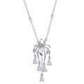 Sterling Silver Plated Rose Gold Vintage Chanel-style Firework Moissanite Fringe Necklace-0-4