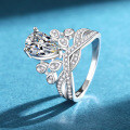 925 Silver Crown Tiara Ring with 2-Carat Moissanite-0-1