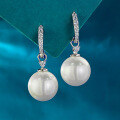 wholesale S925 Sterling Silver New 13mm Pearl Ear Studs European and American Earrings Fashion Commuter Style Live Broadcast Drop Shipping-0-0