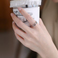 wholesale S925 Sterling Silver Hollow Knitted Ring, Korean Style Fashion Punk Gothic Index Finger Ring for Women-0-3