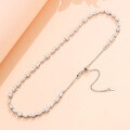 925 Silver Alien Moissanite Choker Necklace, Minimalist Layered Diamond Collarbone Chain-0-0