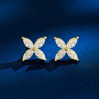 Sterling Silver 2025 Marquise Moissanite Four-Leaf Clover Unisex Earrings-Inlaid with 1.2CT moissanite